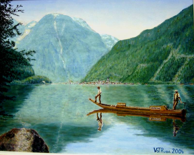 Hallstaettersee Hallstättersee<br><p><br>Öl auf Leinwand, 40 x 50 cm