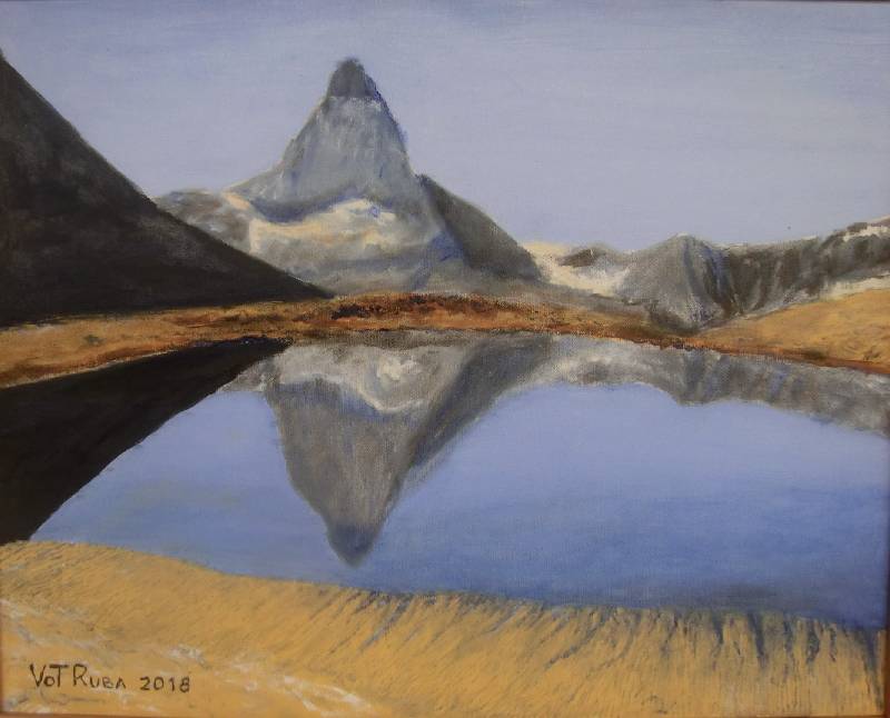 Matterhorn mit Riffelsee Matterhorn mit Riffelsee (Schweiz)<br><p><br>Öl auf Leinwand, 40 x 50 cm