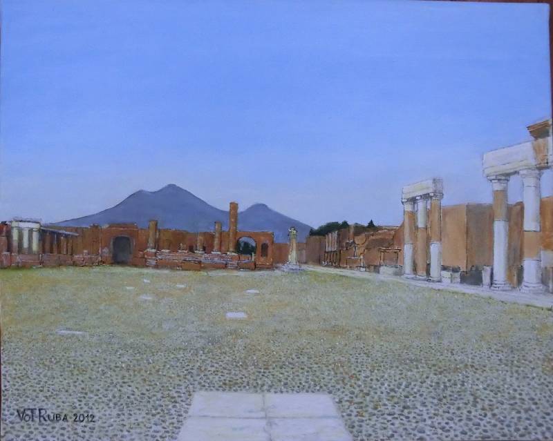 Pompei Pompei mit Vesuv (Italien)<br><p><br>Öl auf Leinwand, 40 x 50 cm