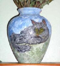 Vase hergestellt in Serviettentechnik