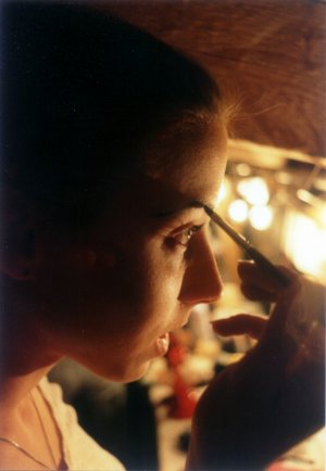 Tina masking herself, 1996