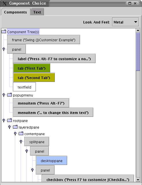 component choice screenshot