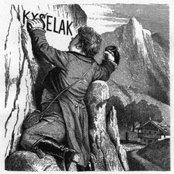 Kyselak in der Felswand, 1886