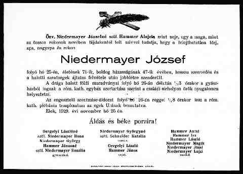 Niedermayer J�zsef halotti �rtes�t�s (1)
