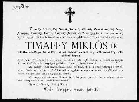 Timaffy Mikl�s gy�szjelent�s (1)