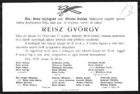 Reisz Gy�rgy (1915) gy�szjelent�s (1)