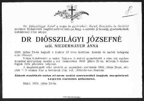 Di�sszil�gyi J�zsefn�-Niedermayer Anna gy�szjelent�se (1)