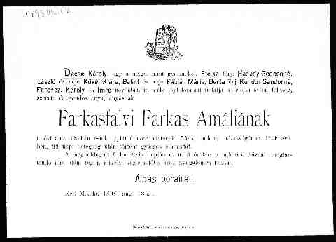 G�cse K�rolyn� - Farkasfalvi Farkas Am�lia gy�szjelent�se (1)