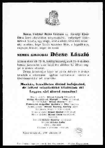 D�csi L�szl� gy�szjelent�se (1)