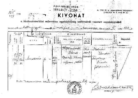 K�rm�ndi Andr�s sz�let�si ak kivonat (1)