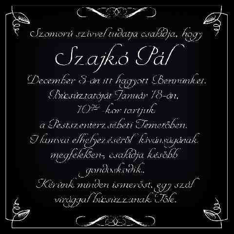 SZAJK� P�l gy�szjelent�se (1)