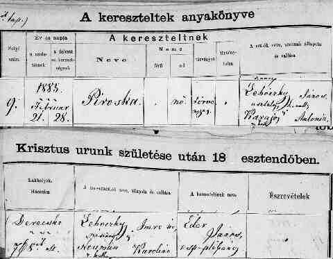 LEHOCZKY Piroska sz�l. ak 1885-02-21