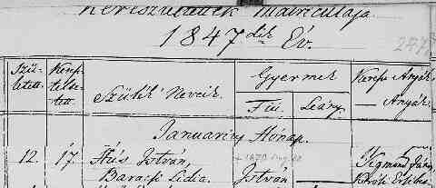 H�S Istv�n sz�l. ak 1847-01-12