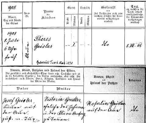 GEISLER Theresia sz�l. ak.1908-07-08