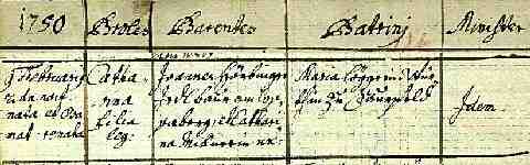 H�RBINGER Catharina sz�l. ak. 1750-02-09