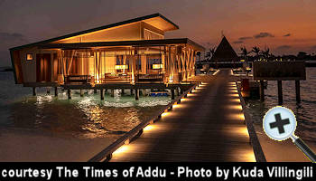 courtesy The Times of Addu - Kuda Villingili Watervillas in the evening - (Photo by Kuda Villingili)