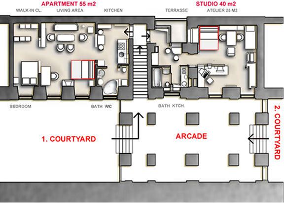 apartment studio position in the town