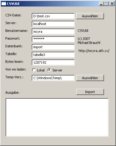 Screenshot of CSVUtil