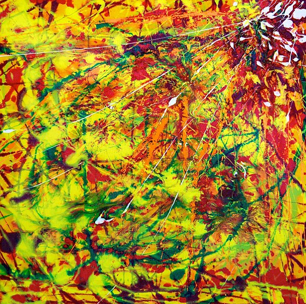 20120501.jpg - "LITTLE MISS ANSTRENGEND", 1.5.2012, Acryl & Stofffarbe auf Leinwand, 80 x 80 cm. (Besitz Eva Wibmer)