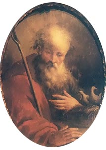 Bild des hl. Joachim, dargestellt mit Salzschaufel und Tauben, Foto Kopeszki