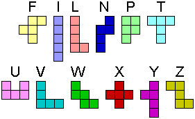 The 12 Pentomino shapes