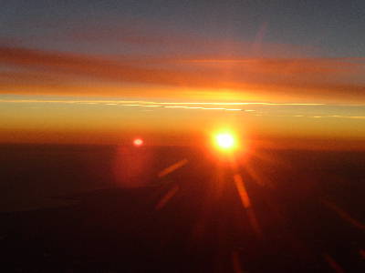 Sonnenuntergang im Flug ber Kopenhagen