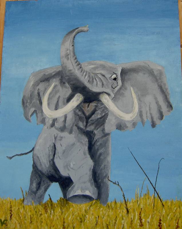 Tiere_008 Elefant<br><p><br>Öl auf Holz, 50 x 65 cm