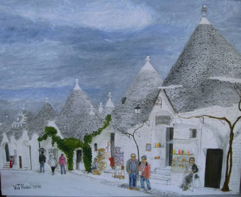 Alberobello Alberobello, Trulli (Puglia)<br><p><br>Öl auf Leinwand, 40 x 50 cm