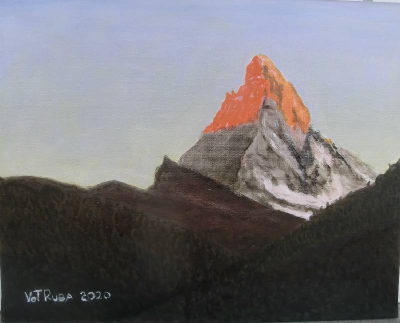 Matterhorn bei Sonnenaufgang Matterhorn bei Sonnenaufgang (Schweiz)<br><p><br>Öl auf Leinwand, 40 x 50 cm