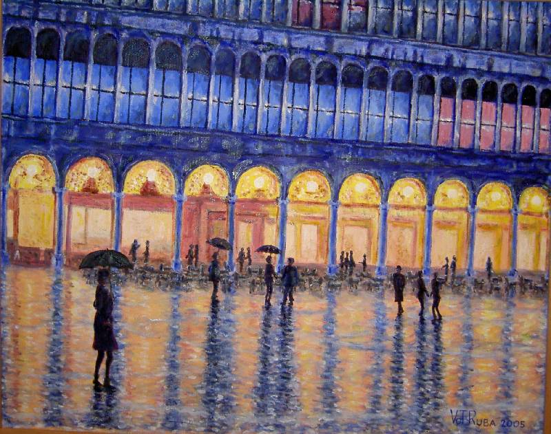 Piazza_San_Marco Piazza San Marco, Caffè Quadri (Venedig)<br><p><br>Öl auf Leinwand, 40 x 50 cm