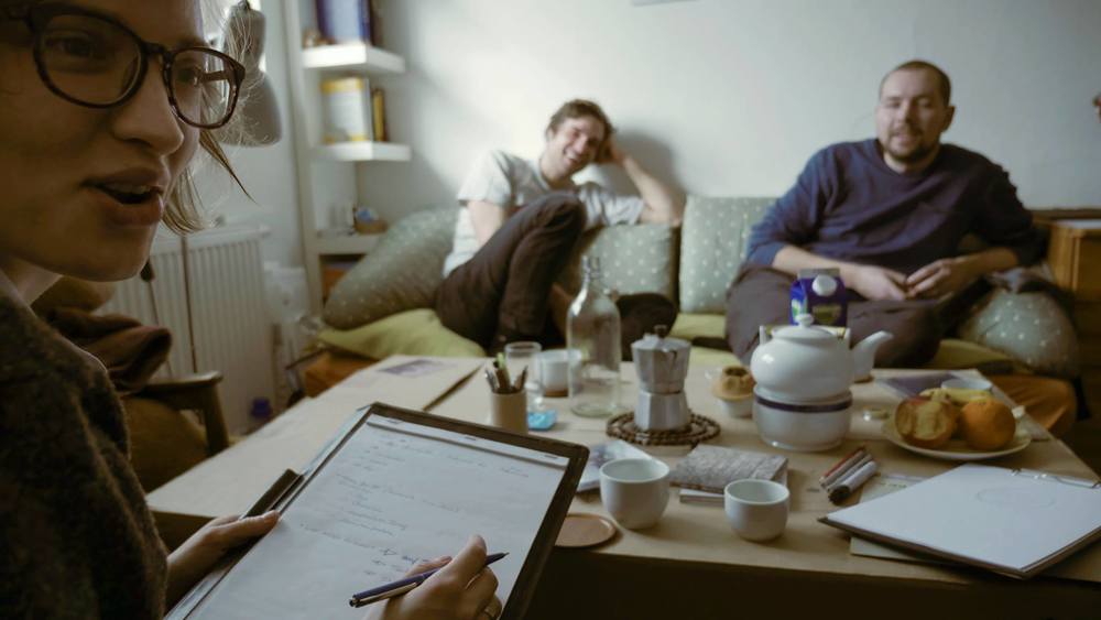 Working on our EP design with Elias Sonnek (who is behind the camera).