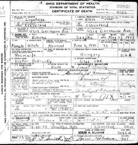 Certificate of death  -  Szajk� Emma (1)