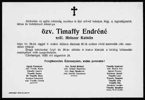 Timaffy Endr�n� - Heiszer Katalin gy�szjelent�s (1)