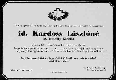 Timaffy Gizella gy�szjelent�se (1)