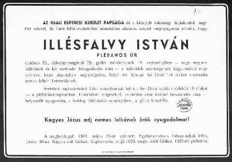 Ill�sfalvy Istv�n gy�szjelent�se (1)