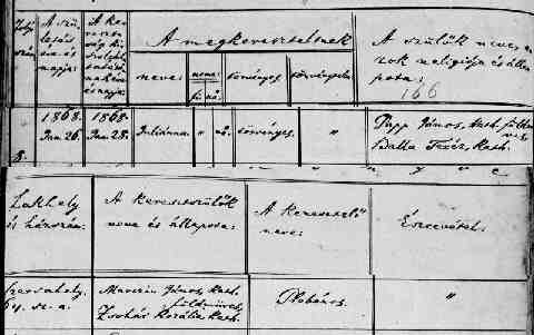 PAPP J�lianna sz�l.ak 1868-06-26