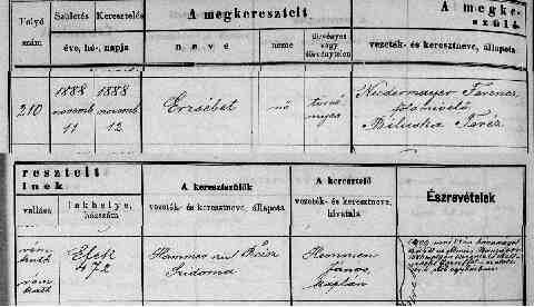 NIEDERMAYER Erzs�bet sz�l.ak 1888-11-12