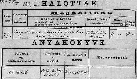 K�RM�NDI J�nos hal. ak 1887-12-19