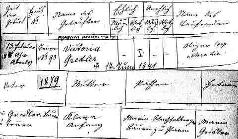 GREDLER Victoria sz�l ak.1879-02-13