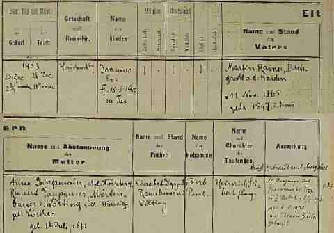 RAINER Johann sz�l. ak 1903-12-25