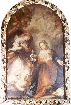 der Engel Gabriel begrüßt Maria,