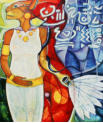 L�WENFRAU  2003, 80 x 95 cm �l auf Leinwand