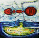 AMEISE & U-BOOT  2002, 95 x 95 cm Acryl auf Leinwand