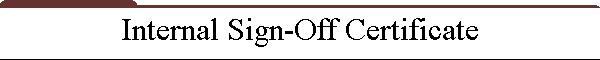 Internal Sign-Off Certificate