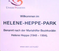 Parkbenennung nach der 1. Grünen Bezirksrätin Helene Heppe, im 6. Wr. Bezirk
